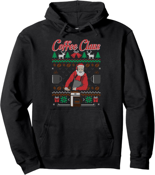 Barista Santa Claus Coffee Lover Ugly Christmas Sweater Pullover Hoodie
