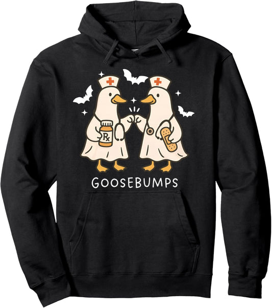 Halloween Goose Nurse Goose Bumps Nicu Nurse Spooky Season Pullover Hoodie