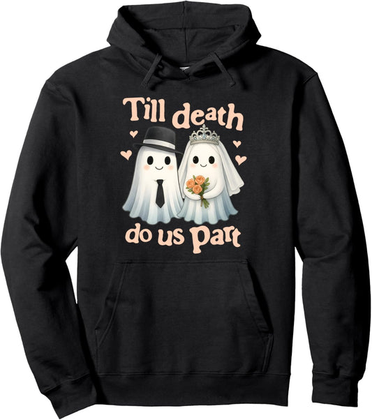 Halloween Groom &amp; Bride Boo Wedding Till Death Do Us Part Pullover Hoodie
