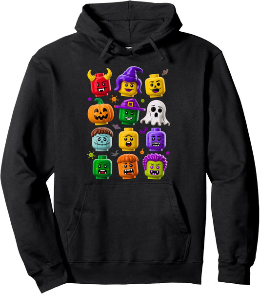 Halloween Monster Costume Builder Building Bricks Blocks Pullover Hoodie