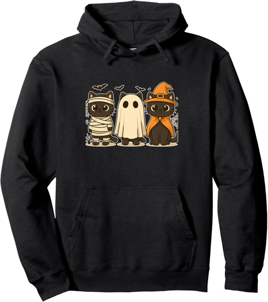 Halloween Funny Pumpkin Halloween Black Cat Spooky Season Pullover Hoodie