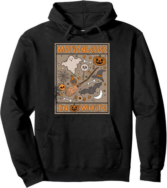 Halloween Party Pumpkin Scary Funny Motionlesses In White Pullover Hoodie