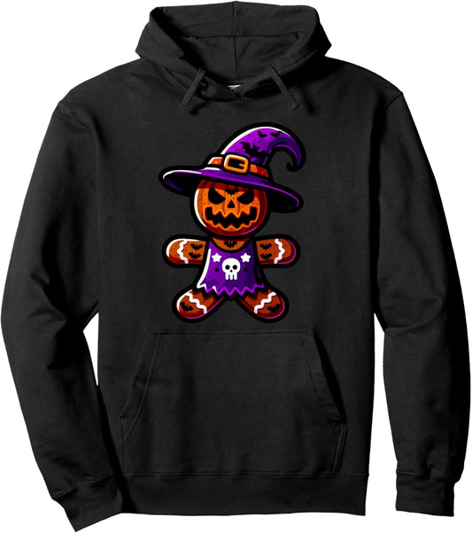 Halloween Gingerbread Man Witch Hat Costume Spooky Season Pullover Hoodie