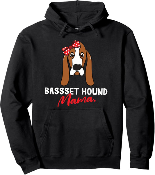 Basset Hound Mama Mum Dog Lovers Pet Cute Women Pullover Hoodie