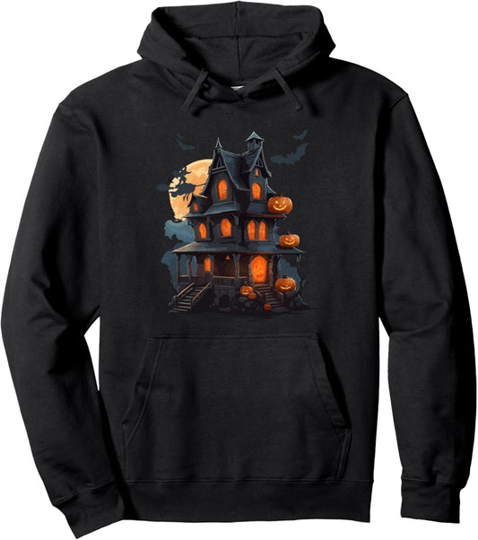 Halloween Haunted House - Jack o Lantern graphic Pullover Hoodie