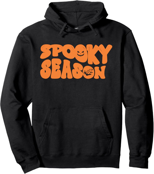 Groovy Halloween Boo Ghost Holding Pumpkin Spooky Season Pullover Hoodie