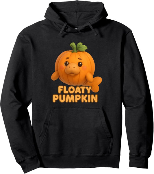 Halloween Manatee Floaty Pumpkin Pullover Hoodie