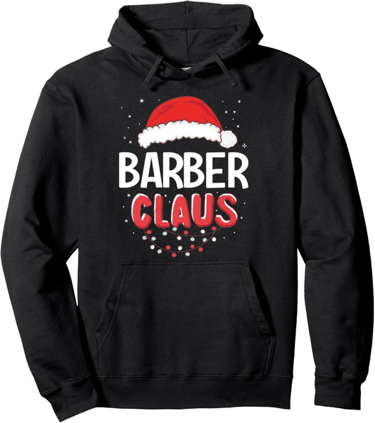 Barber Santa Claus Christmas Matching Costume Pullover Hoodie