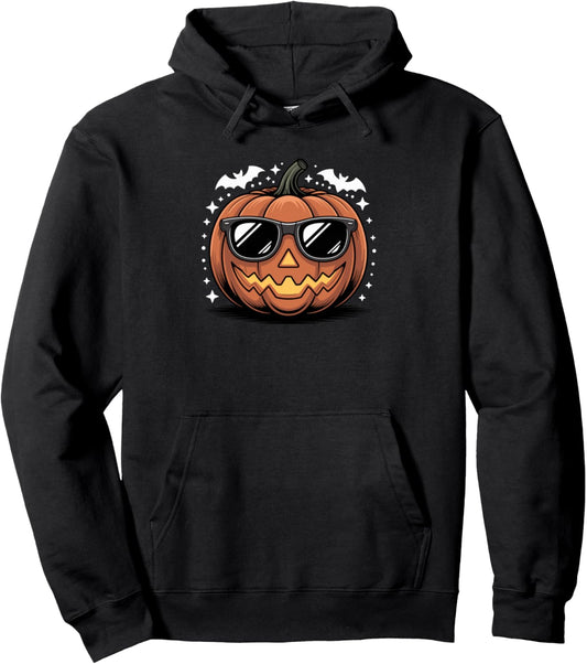 Halloween Pumpkin Sunglasses Spooky Season Pullover Hoodie