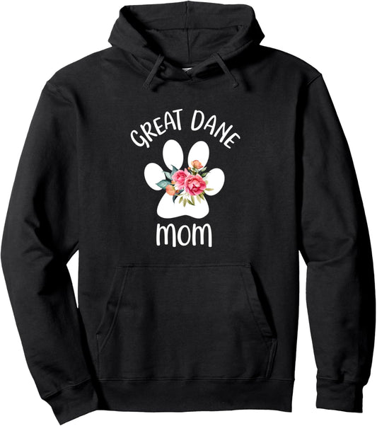 Great Dane Mom Hoodie Dog Paw Gift For Her Pet Lover