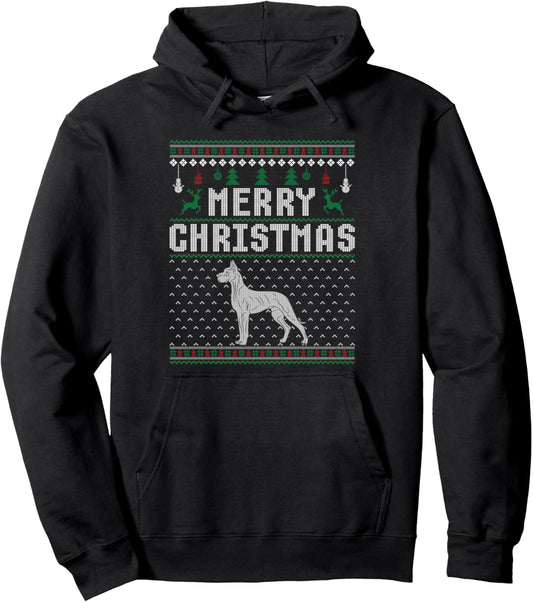 Great Dane Dog Christmas Ugly Sweaters for Men Women Xmas Pullover Hoodie