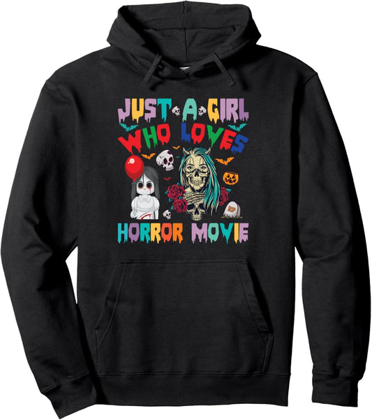 Halloween Scary Ghost Just a Girl Who Loves Horror Movie Pullover Hoodie