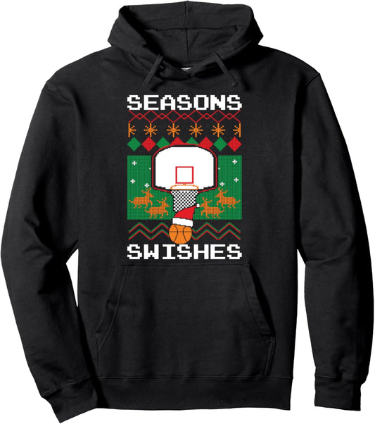 Basketball Player Ugly Christmas Sweater Seasons Swishes Pullover Hoodie