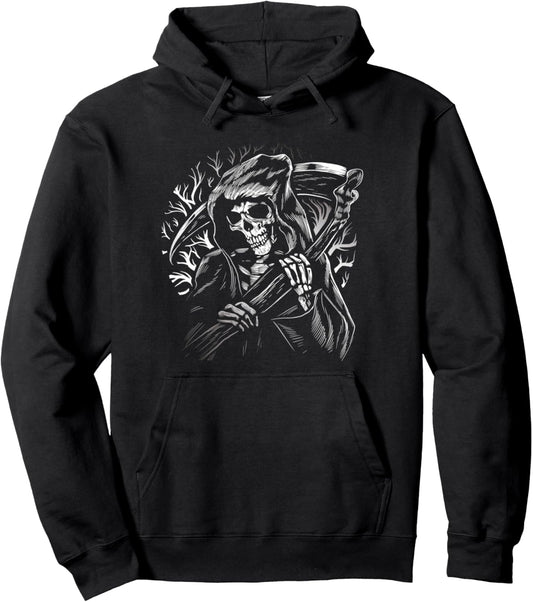 Grim Reaper Scythe Skeleton Art Halloween Pullover Hoodie