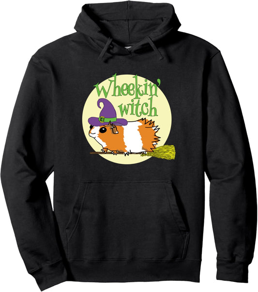 Guinea Pig Flying Witch Broomstick Cute Funny Fall Halloween Pullover Hoodie