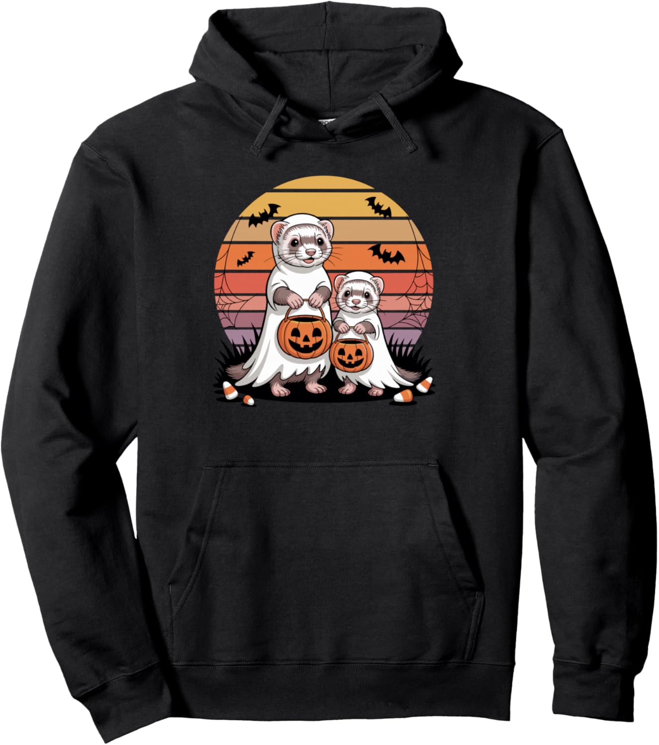 Halloween Ferret Ghost Ferrets Pullover Hoodie