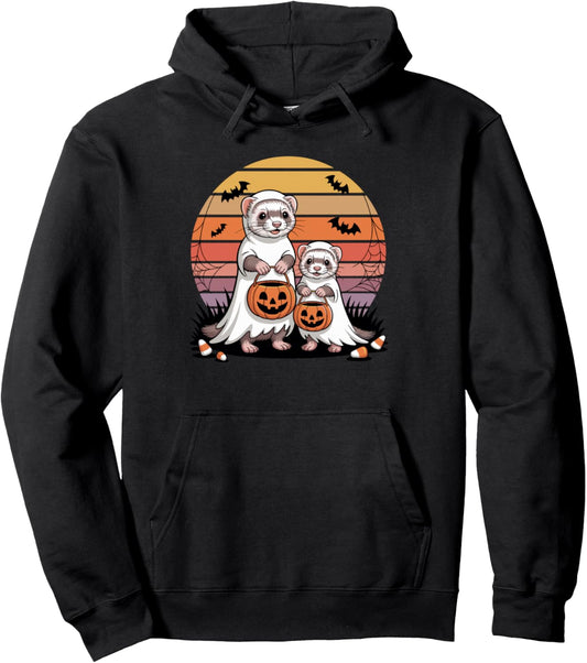 Halloween Ferret Ghost Ferrets Pullover Hoodie