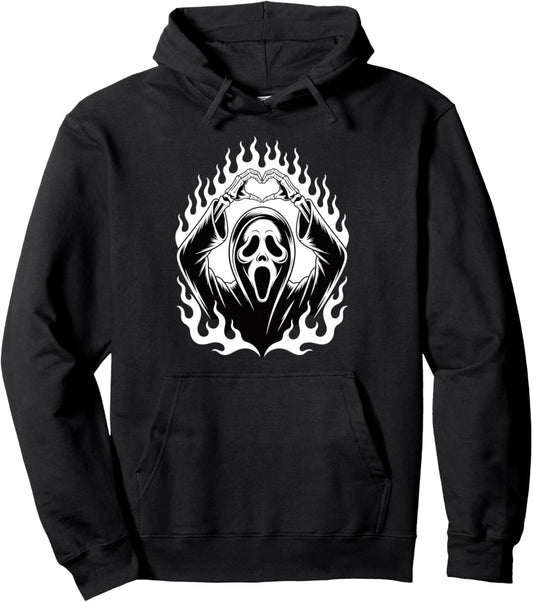 Halloween Scary Face Horror Creepy Ghost Heart Hands Spooky Pullover Hoodie
