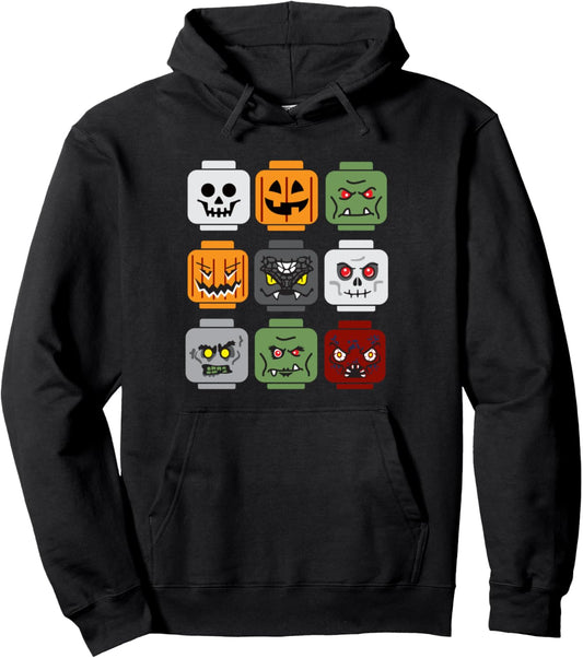 Halloween Building Brick Head Pumpkin Ghost Zombie Friends Pullover Hoodie