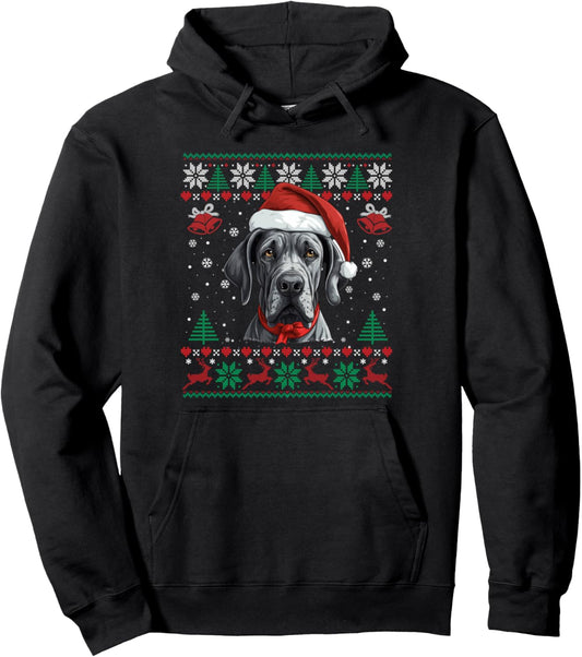 Great Dane Christmas Santa Ugly Sweater Dog Lover Xmas Pullover Hoodie
