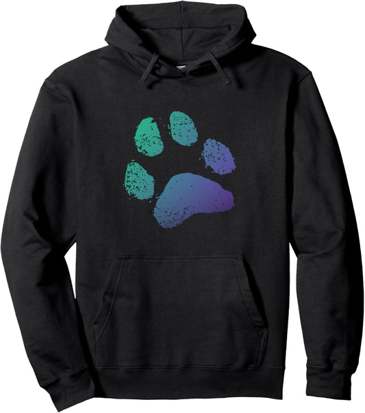 Green Purple Dog paw print for Dogs lover pet owner Pullover Hoodie