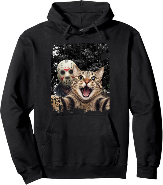 Halloween Cat Selfie Pullover Hoodie