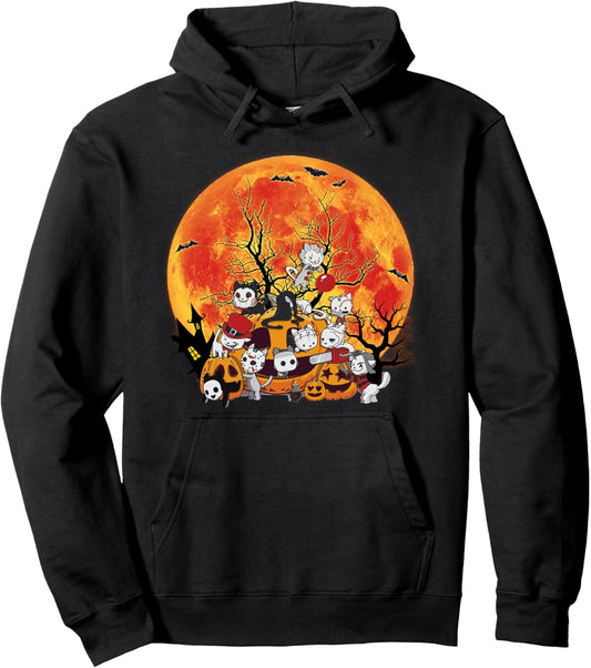 Halloween Horror Movies Cat Character Pumpkin Horror Costume Pullover Hoodie