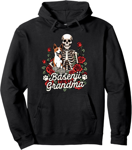 Basenji Mom Skeleton Basenji Owner Dog Mom Basenji Grandma Pullover Hoodie