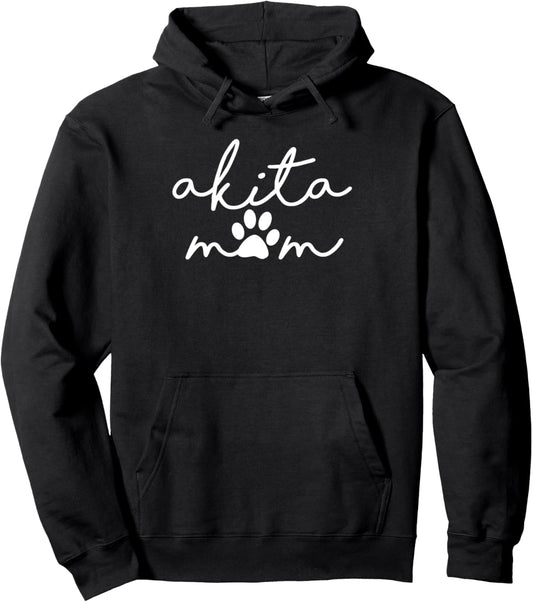 Akita Inu Dog Mom Pawprint Fur Mama Simple Akita Mom Pullover Hoodie