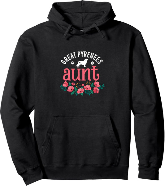 Great Pyrenees Aunt Dog Gifts Womens Dog Lover Christmas Mom Pullover Hoodie