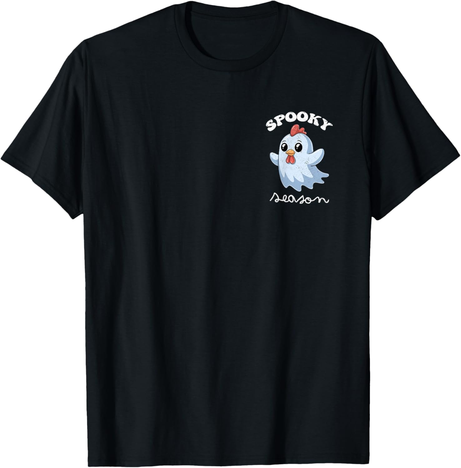 Halloween Chicken Ghost Spooky Season Costume Pocket T-Shirt