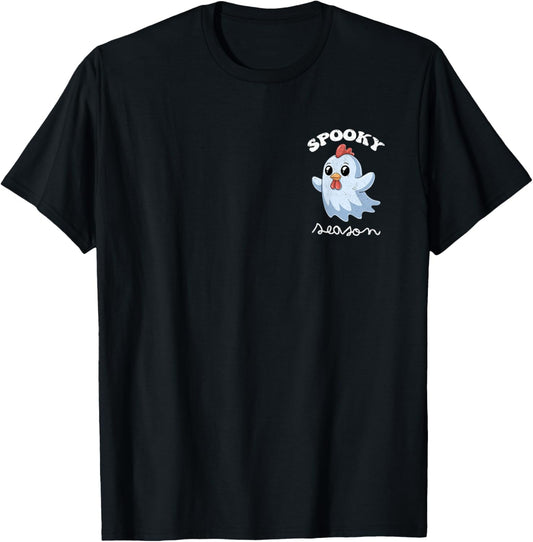 Halloween Chicken Ghost Spooky Season Costume Pocket T-Shirt