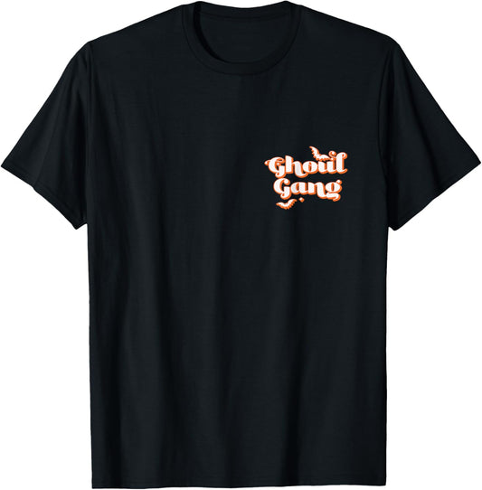 Halloween Ghoul Gang Spooky Season Bats Witch Small Emblem T-Shirt