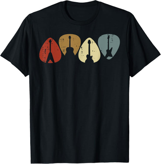 Guitar Picks Rocker Retro Guitarist Rock Men Boys Kids Women T-Shirt