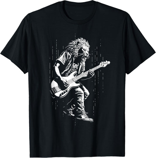 Guitarist Lion Music Bass Guitar Boys Men Kids T-Shirt