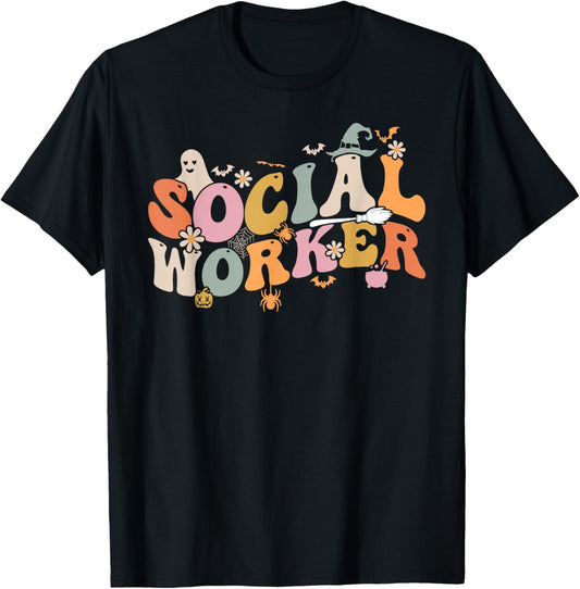 Halloween Social Worker spooky Ghost Spooky Season T-Shirt