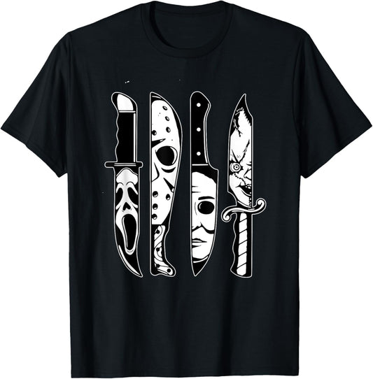 Halloween Horror Movie Characters In Knives Scary Halloween T-Shirt