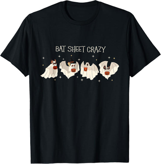 Bat Sheet Crazy Halloween Ghost Bats Spooky Season Bat Boo T-Shirt