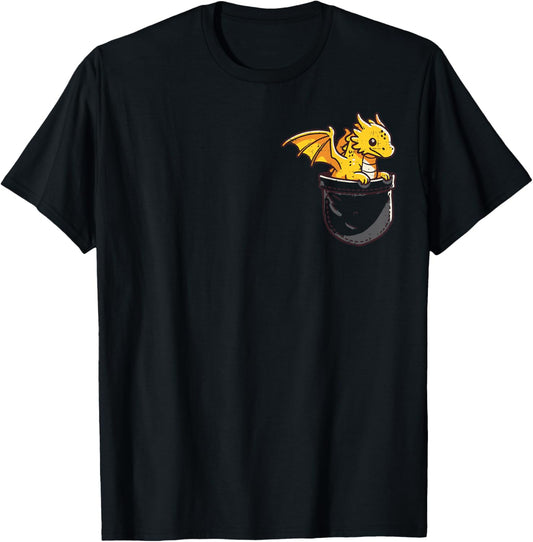 Baby Dragon Pocket Cute Fantasy Mythical Kids Men Women T-Shirt