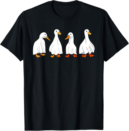 Halloween Ghost Ducks Spooky Season Funny Duck Goose T-Shirt