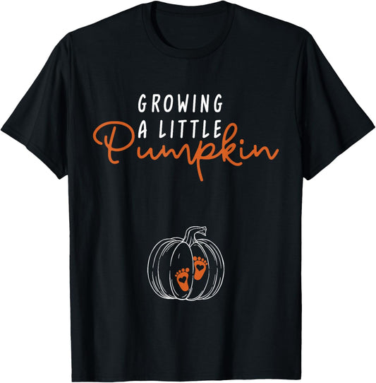 Growing A Little Pumpkin Fall Thanksgiving Baby Bump Wife T-Shirt