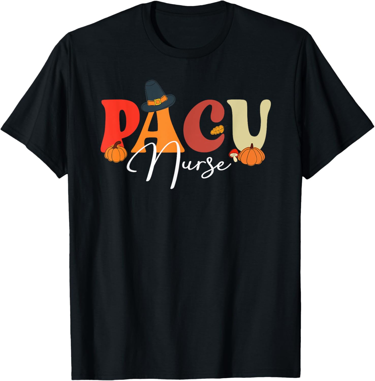 Groovy Retro PACU Nurse Fall Vibes Autumn Thanksgiving T-Shirt