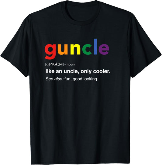 Guncle Definition Rainbow Pride Color T-Shirt for Gay Uncle T-Shirt