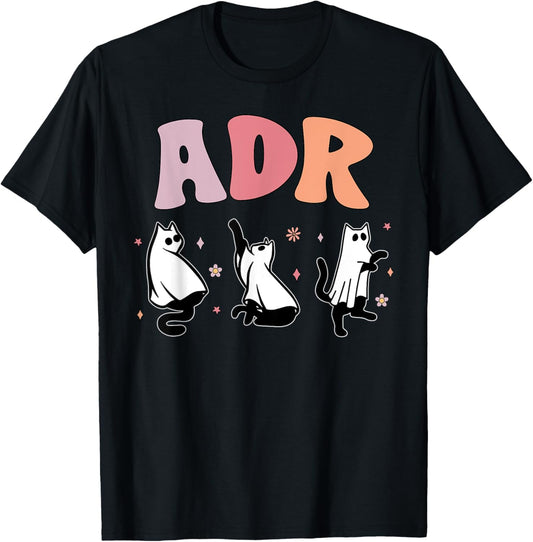 ADR Cat Ghost Vet Tech Halloween Medicine Veterinary Spooky T-Shirt