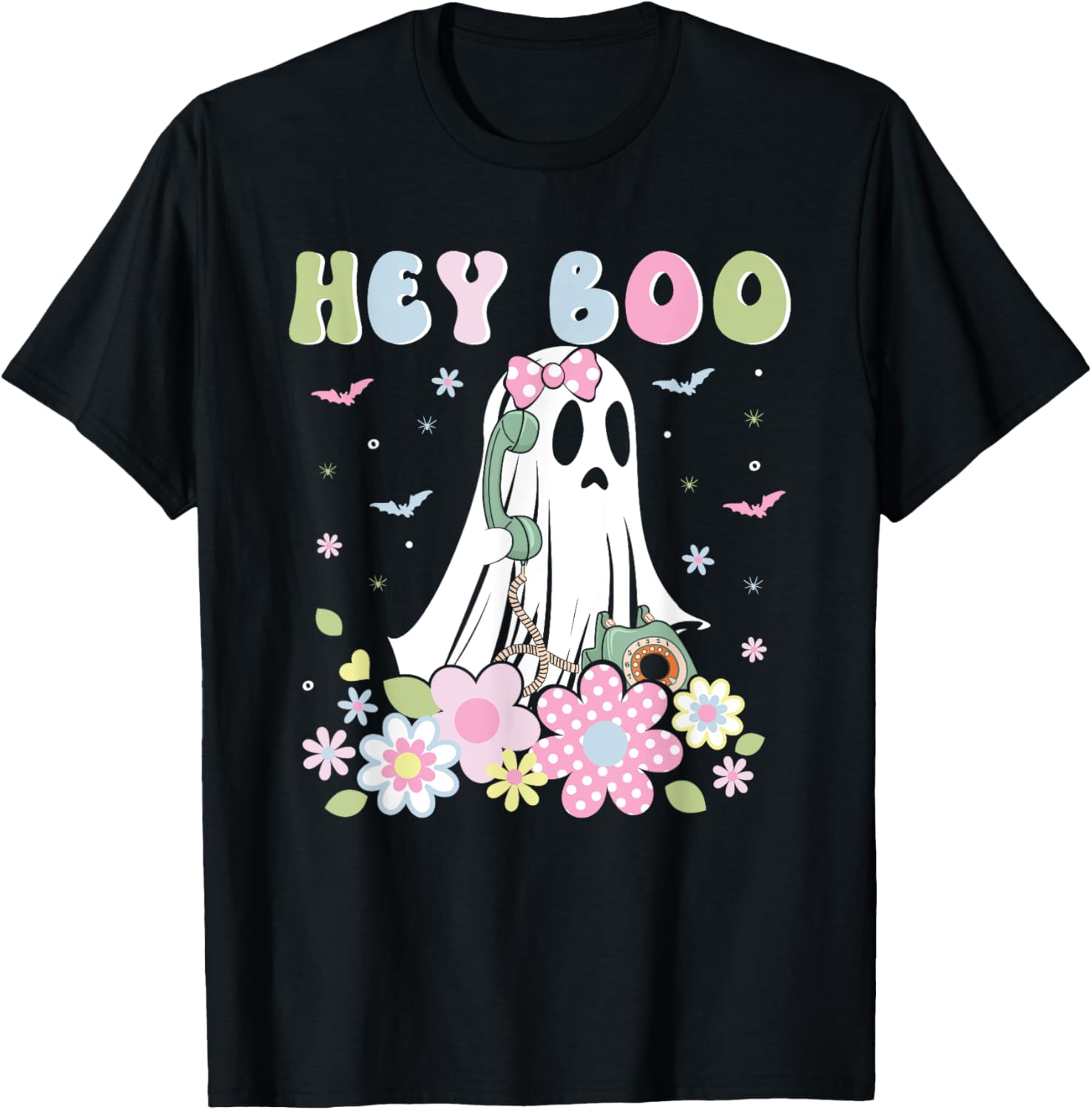 Groovy Hey Boo Cute Ghost Funny Halloween Mens Womens Kids T-Shirt