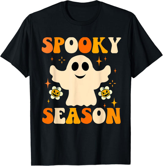 Halloween Ghost Spooky Season Costume Women Girls Kids T-Shirt