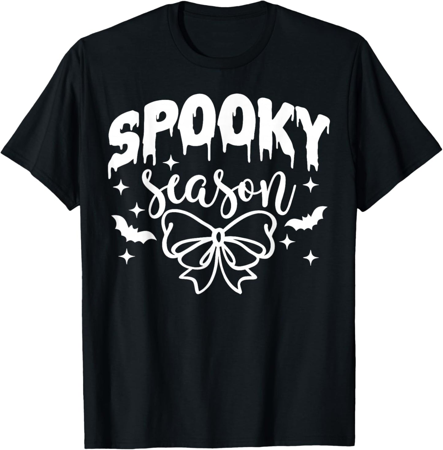 Groovy Spooky Season Retro Coquette Bow Pumpkin Halloween T-Shirt