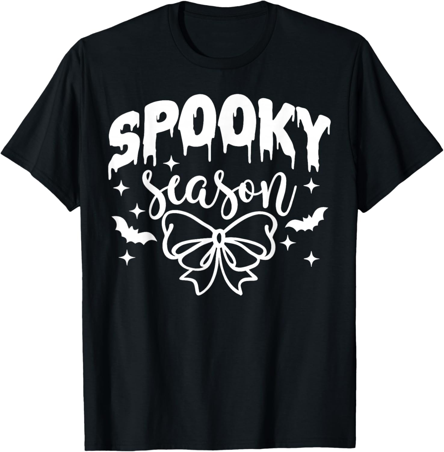 Groovy Spooky Season Retro Coquette Bow Pumpkin Halloween T-Shirt