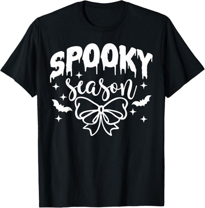 Groovy Spooky Season Retro Coquette Bow Pumpkin Halloween T-Shirt
