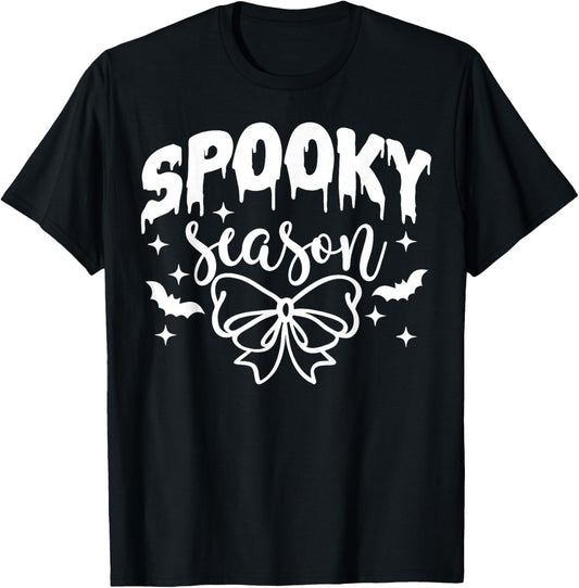 Groovy Spooky Season Retro Coquette Bow Pumpkin Halloween T-Shirt